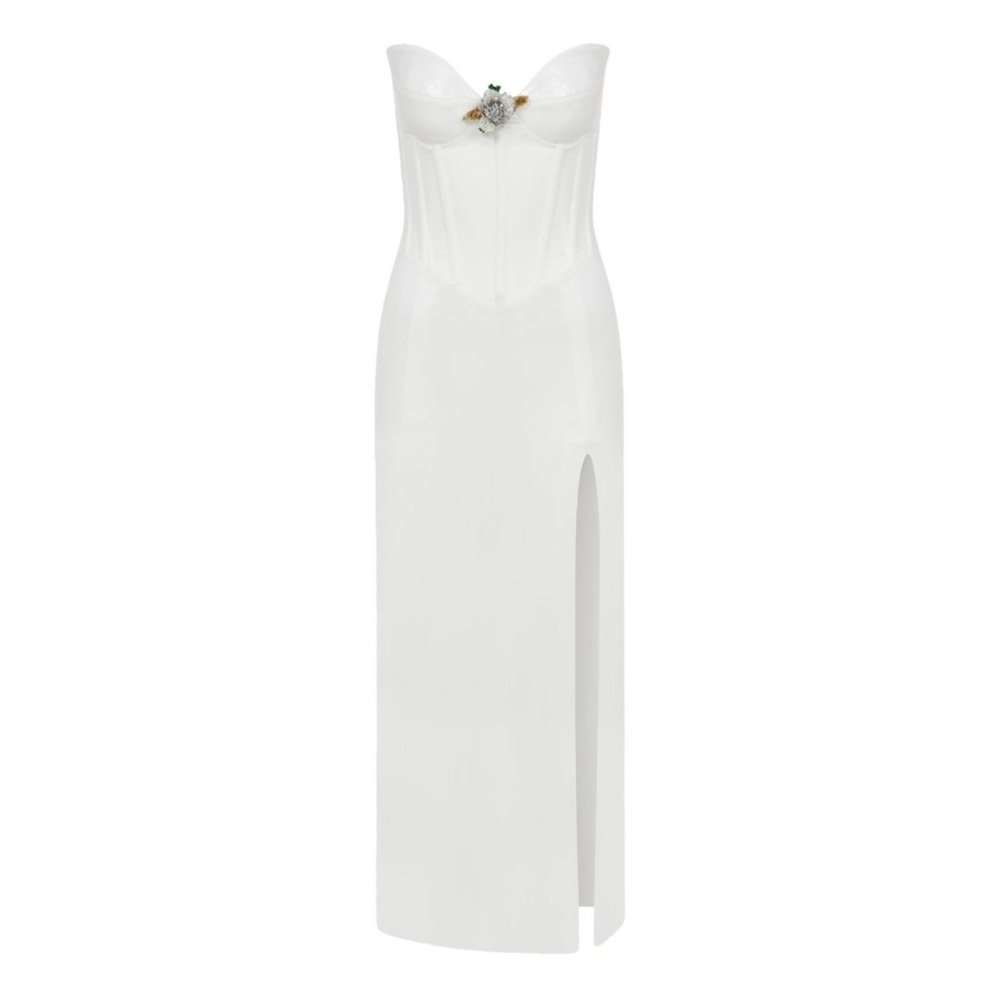 Sophisticated White Strapless Wedding Gown